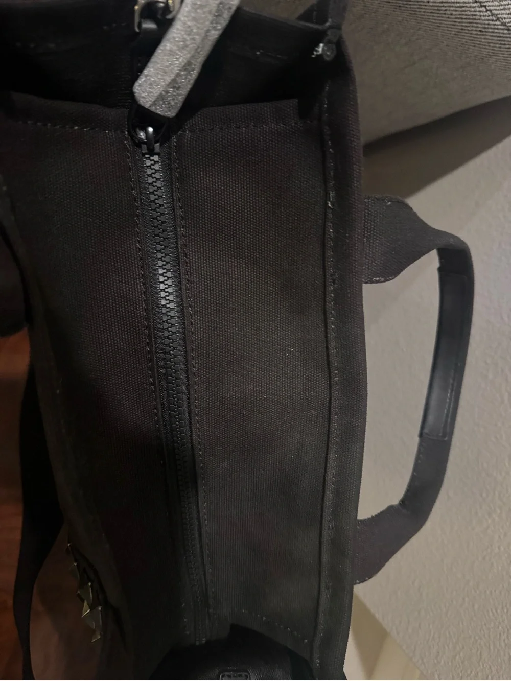 Marc Jacobs Black Studded Canvas Tote with Detachable Strap
